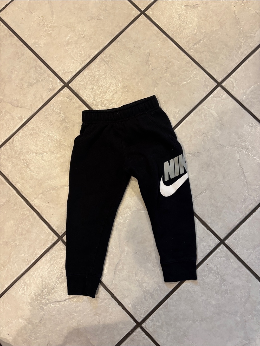 Nike Black Jogger Pants with White Swoosh Logo toddler size 3-4 xs